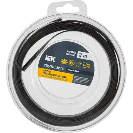 Термоусадочная трубка IEK нг-LS 12/6 мм 2 м цвет черный термоусадочная трубка пвх для аккумуляторов 18650