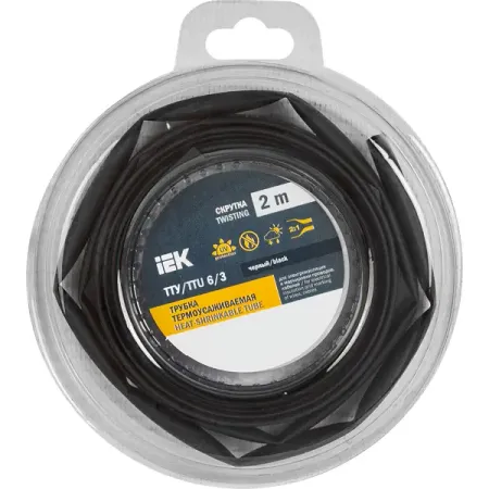 Термоусадочная трубка IEK нг-LS 6/3 мм 2 м цвет черный термоусадочная трубка пвх для аккумуляторов 18650