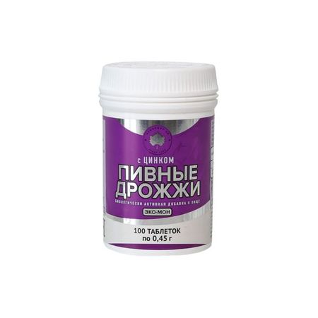 Пивные дрожжи с цинком Эко-Мон Свободный 20 таблетки 450мг 100шт