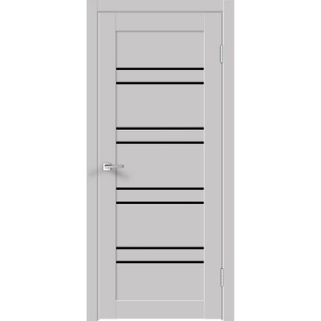Дверь межкомнатная Linea 8 600х2000 мм ПВХ эмалит серая со стеклом с замком