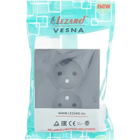 Розетка двойная встраиваемая Lezard Vesna 742-3400-128B без заземления цвет графит розетка 1 пост lezard leto с з пбт с крышкой графит