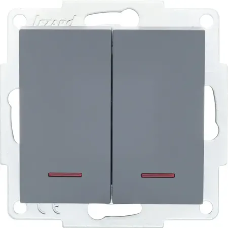 Выключатель встраиваемый Lezard Vesna 742-3488-112 2 клавиши цвет графит