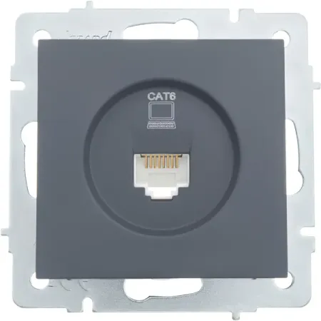 Компьютерная розетка встраиваемая Lezard Vesna без заземления цвет графит