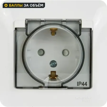 Розетка встраиваемая Systeme Electric Glossa с заземлением со шторками и крышкой цвет белый