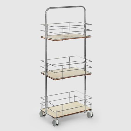 Органайзер трехуровневый Suntel металлический с деревом хром 35х22х84 см