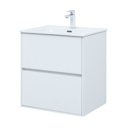 Тумба под раковину Lavelly Cube 60 см подвесная белый глянец (00316667)