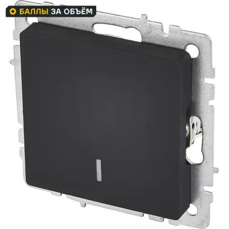 Выключатель встраиваемый IEK Brite 1 клавиша с подсветкой цвет графит вывод кабеля iek brite графит