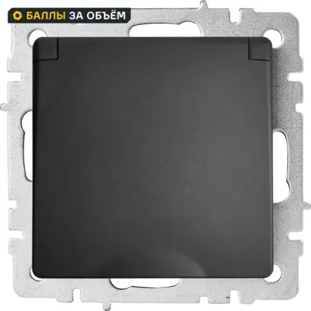 Розетка встраиваемая влагозащищенная IEK Brite РСбш10-3-44-БрГ с заземлением с крышкой и шторками IP44 цвет графит вывод кабеля iek brite графит
