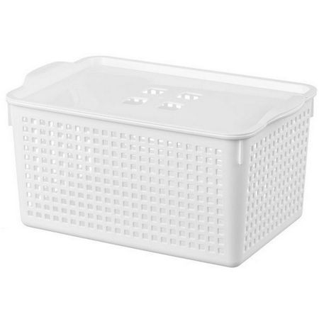 Корзинка Виолет Лофт с крышкой белая 5,3л 29,5х18,5х14,5 см