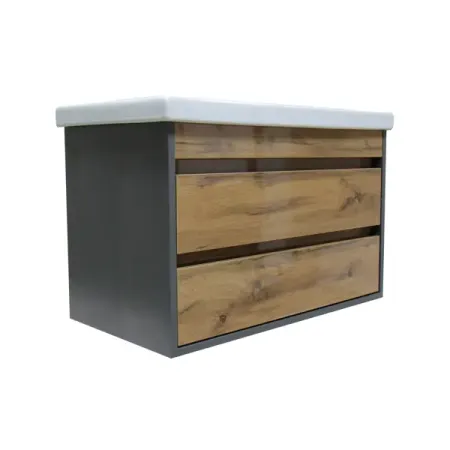 Тумба под раковину Wood TWP80 подвесная 80 см цвет дуб вотан/антрацит тумба бостон дуб вотан антрацит 900х370х1020 мм