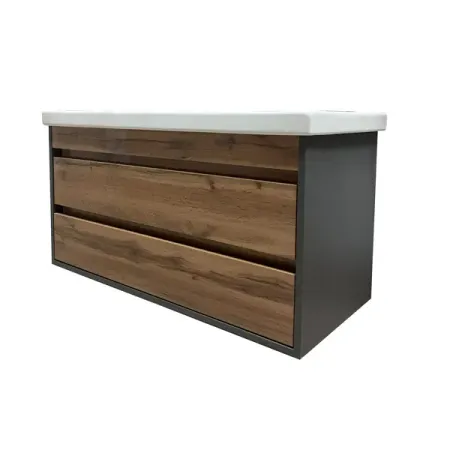 Тумба под раковину Wood TWP100 подвесная 100 см цвет дуб вотан/антрацит тумба бостон дуб вотан антрацит 900х370х1020 мм