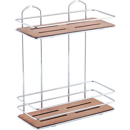 Полка прямая Teknotel 2 яруса дерево/хром