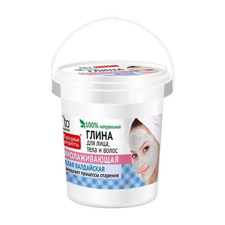 Глина белая Народные рецепты для лица тела и волос омолаживающая 155мл