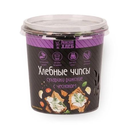 Чипсы Рижский хлеб хлебные с чесноком, 50 г