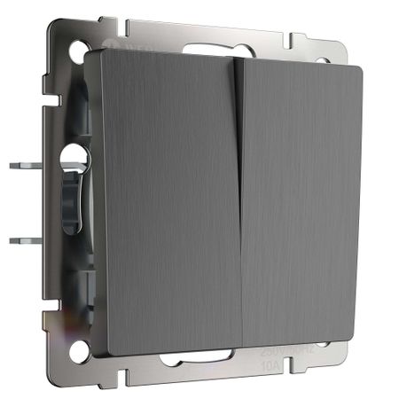 Выключатель Werkel двухклавишный встраиваемый графит рифленый проходной (a050760)