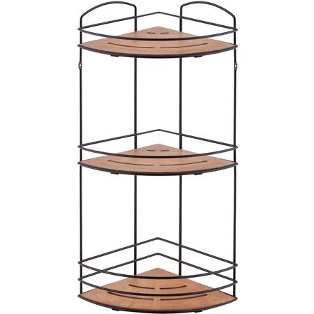 Полка угловая Teknotel 3 яруса дерево/черная