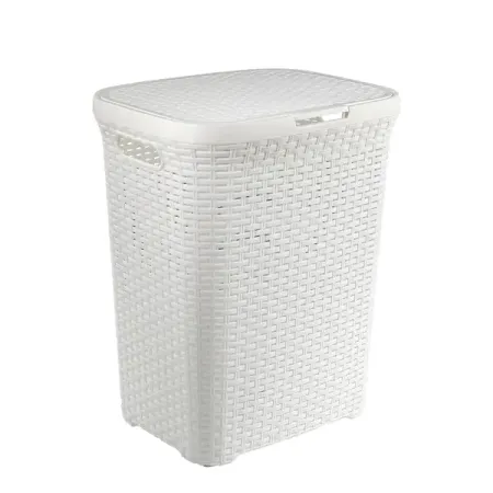 Корзина для белья Виолет 60 л ротанг цвет белый