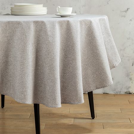 Скатерть круглая Fogliame серая