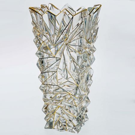 Ваза Bohemia Jihlava Glacier золото золотые линии 30,5 см