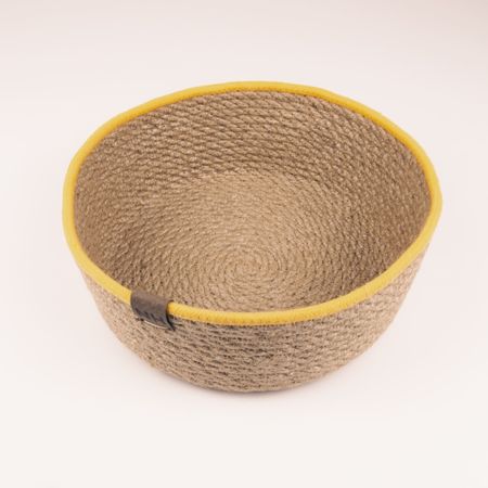Корзина круглая декоративная Nevidanas Home средняя с желтым кантом 21х8 см