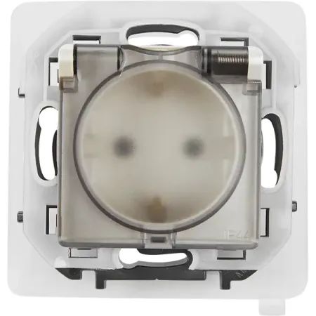 Розетка с заземлением IP44 - Lexman Lilian - со шторками с защитной крышкой 16А 250В винтовые зажимы - жемчуг