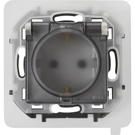 Розетка с заземлением IP44 - Lexman Lilian - со шторками с защитной крышкой 16А 250В винтовые зажимы - алюминий