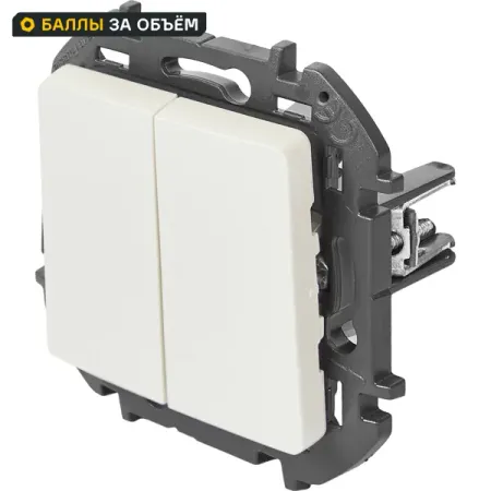 Выключатель проходной 2 клавиши Lexman Lilian 10A 250В безвинтовые зажимы жемчуг переключатель kcd3 2 позиции зеленый 16а 250в