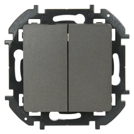 Выключатель встраиваемый 2 клавиши Lexman Lilian 10А 250В безвинтовые зажимы титан