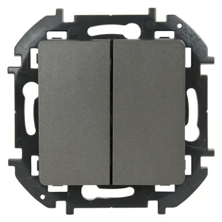 Выключатель проходной 2 клавиши Lexman Lilian 10A 250В безвинтовые зажимы титан переключатель kcd3 2 позиции зеленый 16а 250в