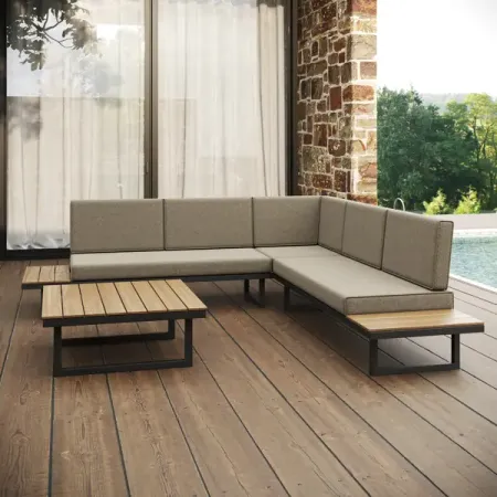 Набор садовой мебели Greengard Флоренция сталь бежево-коричневый угловой диван подушки столик