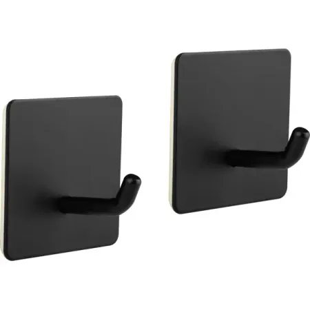 Набор крючков самоклеящиеся Квадрат 4.5x4.5 см, черный 2 шт.