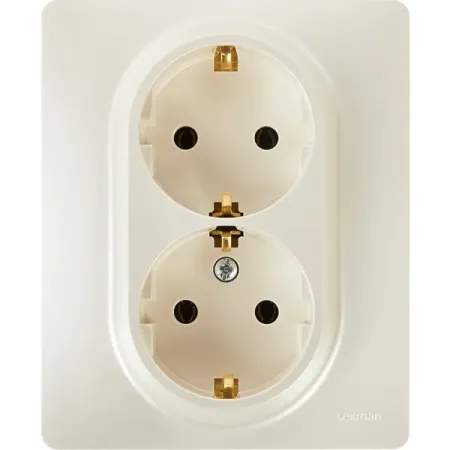 Розетка двойная с заземлением - Lexman Lilian - без шторок в сборе 16А 250В винтовые зажимы - жемчуг
