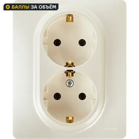 Розетка двойная с заземлением Lexman Lilian без шторок в сборе 16А 250В винтовые зажимы цвет жемчуг двойная настенная розетка bingoelec