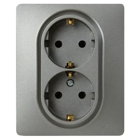 Розетка двойная с заземлением - Lexman Lilian - без шторок в сборе 16А 250В винтовые зажимы - титан