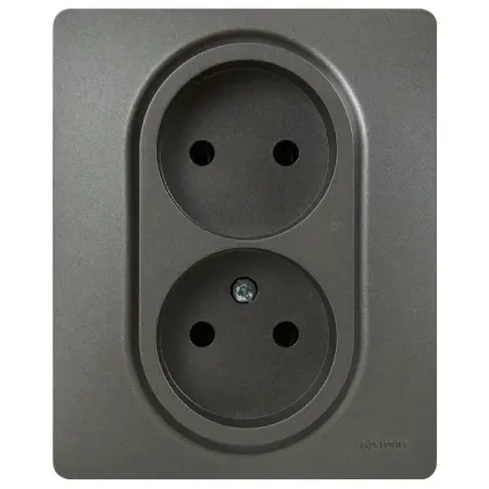 Розетка двойная без заземления - Lexman Lilian - без шторок в сборе 16А 250В винтовые зажимы - титан