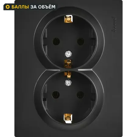 Розетка двойная встраиваемая Lezard Vesna 742-4200-127B с заземлением цвет черный