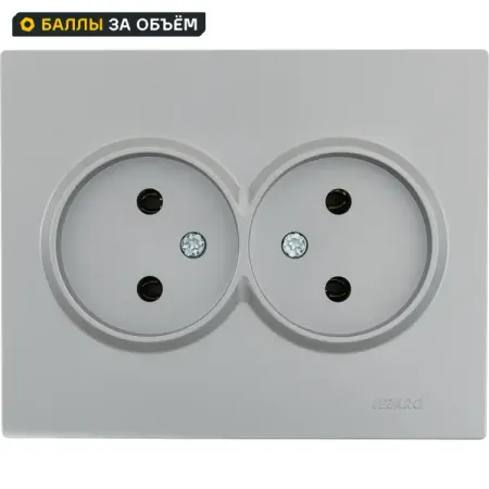 Розетка двойная встраиваемая Lezard Vesna 742-3500-128B без заземления цвет платина