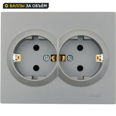 Розетка двойная встраиваемая Lezard Vesna 742-3500-127B с заземлением цвет платина