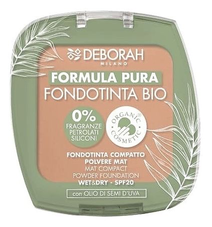 Тональная пудра-основа для лица Formula Pura Fondotinta Bio 9г: 04 Карамельный основа тональная для лица deborah formula pura fondotinta bio пудровая тон 04 карамельный
