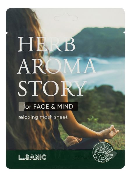 Тканевая маска для лица с экстрактом кедра и эффектом ароматерапии Herb Aroma Story Cedar Relaxing Mask Sheet 25мл