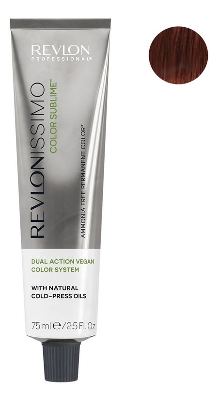 Безаммиачная краска для волос с маслом холодного отжима Revlonissimo Color Sublime Vegan 75мл: 5.4 Светло-Коричневый Медный безаммиачная краска для волос с маслом холодного отжима revlonissimo color sublime vegan 75мл 8 21 светлый блондин перламутрово пепельный
