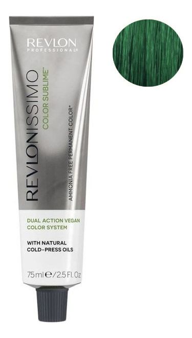 Безаммиачная краска для волос с маслом холодного отжима Revlonissimo Color Sublime Vegan 75мл: 077 Зеленый безаммиачная краска для волос с маслом холодного отжима revlonissimo color sublime vegan 75мл 8 21 светлый блондин перламутрово пепельный