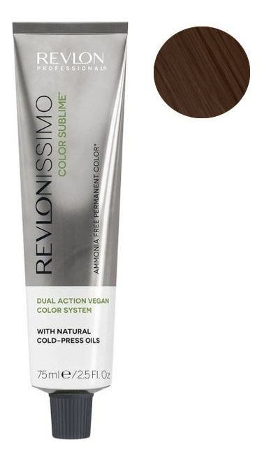Безаммиачная краска для волос с маслом холодного отжима Revlonissimo Color Sublime Vegan 75мл: 5.35 Светло-коричневый золотисто-махагоновый безаммиачная краска для волос с маслом холодного отжима revlonissimo color sublime vegan 75мл 8 21 светлый блондин перламутрово пепельный