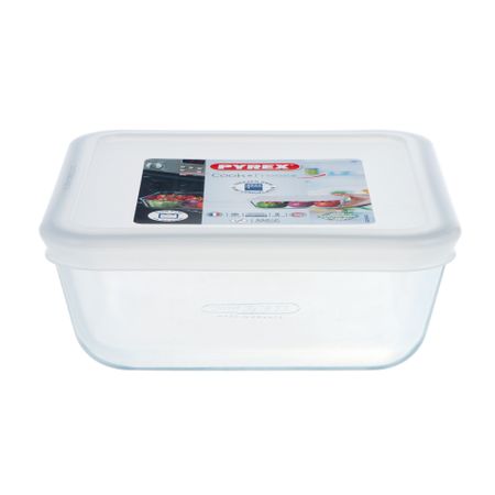Лоток квадратный Pyrex 15 см с пластиковой крышкой