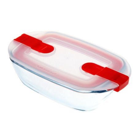 Форма для запекания и хранения прямоугольная с пластиковой крышкой и зажимами по бокам 17х10см  Pyrex