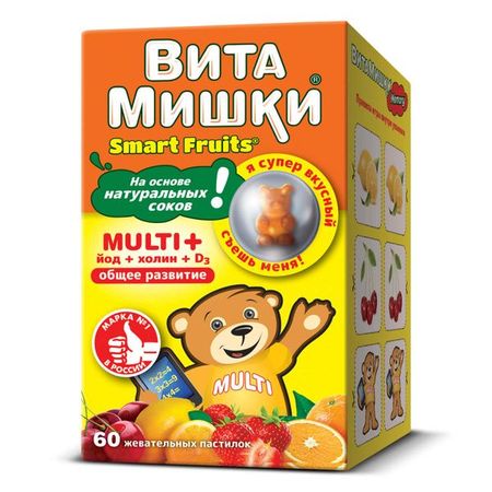 ВитаМишки мульти, йод и холин пастилки жевательные 2,4г 60шт