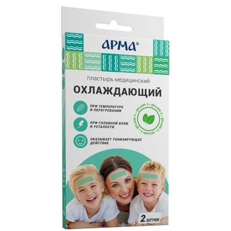 Пластырь медицинский охлаждающий с мятой Арма 11х4см 2шт