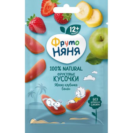Кусочки фруктовые ФрутоНяня из яблок клубники и бананов 15 г