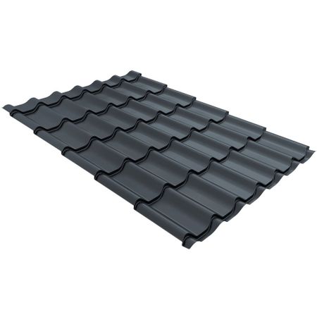 Металлочерепица 1,18х2,25 м 0,5 мм Grand Line Классик графитово-серая RAL 7024 satin книга для записей а4 100л кл розовые волны 7бц глянцевая ламинация офсет 60г м2