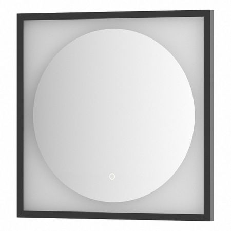 Зеркало Defesto Еclipse 60х60 12W черная рама, с LED-подсветкой, сенсорный выключатель, нейтральный свет DF 2221S